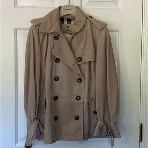 Burberry lambskin leather 3/4 length sleeve trench